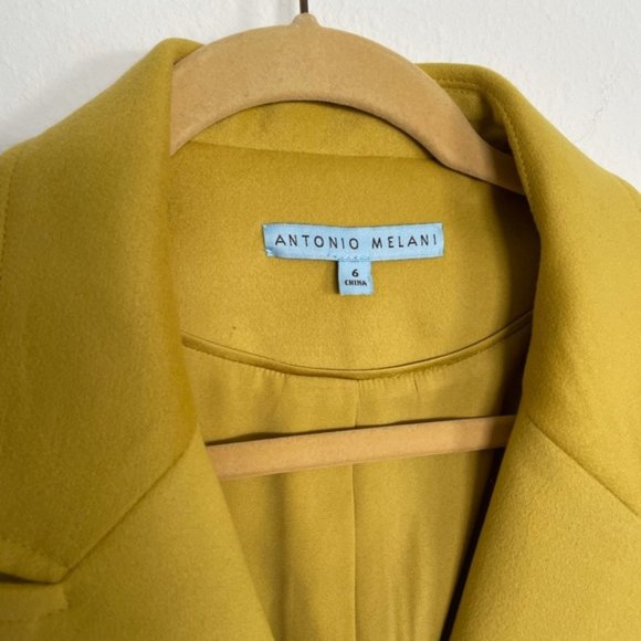 Antonio Melani Mustard Yellow Long Double Breasted Fall Coat Size 6 - Picture 4 of 7